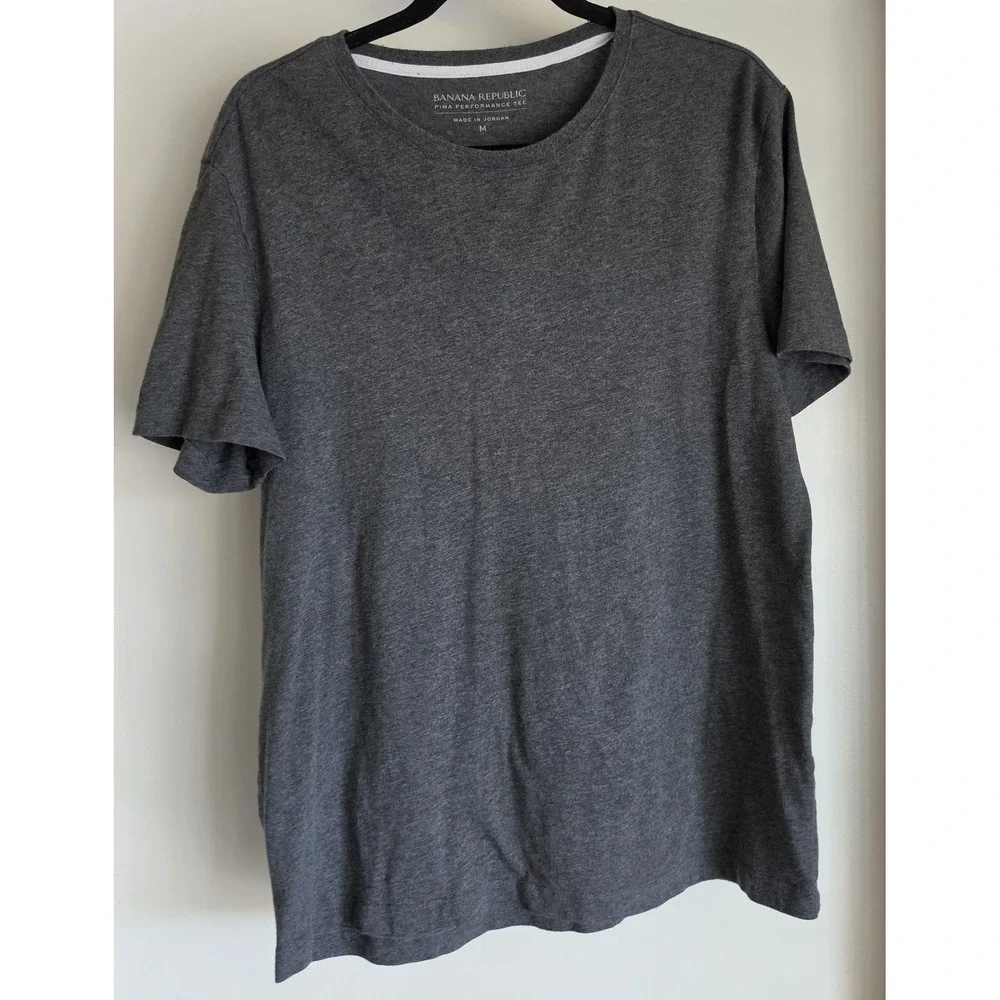Banana Republic Men's T-Shirt M Grey Short Sleeve Solid Crew Neck Tee Top